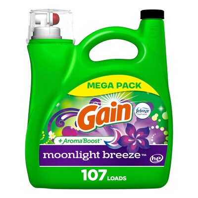 Gain Aroma Boost HE Liquid Laundry Detergent, Moonlight Breeze Scent, 107 Loads, 154 fl oz. (77196)
