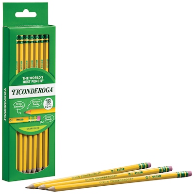 Ticonderoga The World's Best Pencil Pre-Sharpened Wooden Pencil, 2.2mm, #2 Soft Lead, 18/Pack (X13818X)
