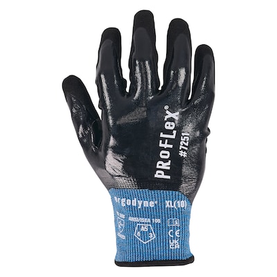 ProFlex 7251 Cut-Resistant Water-Resistant Fully Coated Nitrile Gloves, XL, 21 Gauge, A5 Cut Level,