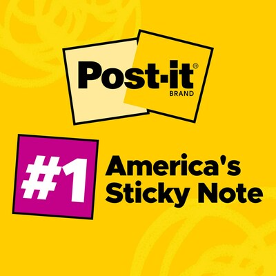 Post-it Notes, 3" x 3", Canary Collection, 100 Sheet/Pad (654-2700-YW)