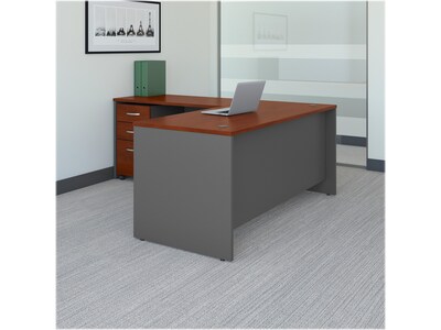 Bush Business Furniture Westfield 66W L Shaped Desk with Return and File Cabinet, Hansen Cherry/Gra