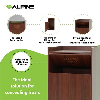 Alpine Industries Wood Trash Can, 40 Gallon, Mahogany (476-MA)