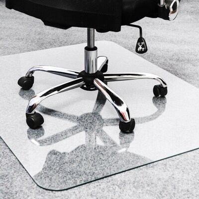 Floortex Glaciermat Heavy Duty Glass Hard Floor & Carpet Chair Mat, 48" x 60", Crystal Clear (FC124860EG)
