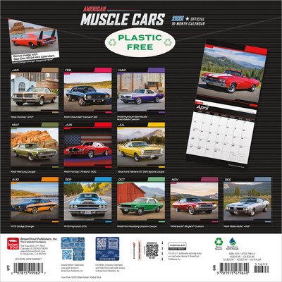 2025 BrownTrout American Muscle Cars 12 x 12 Monthly Square Wall Calendar (9781975479640)