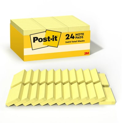 Post-it Sticky Notes Value Pack, 1-3/8 x 1-7/8 in., 24 Pads, 90 Sheets/Pad, The Original Post-it Not