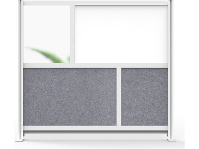 Luxor Workflow Series 4-Panel Freestanding Modular Room Divider System Starter Wall with Whiteboard, 48"H x 53"W, Gray/Silver