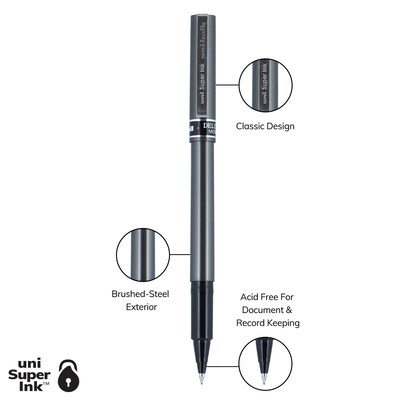 uni-ball Deluxe Rollerball Pens, Micro Point, Black Ink, 12/Pack (60025)