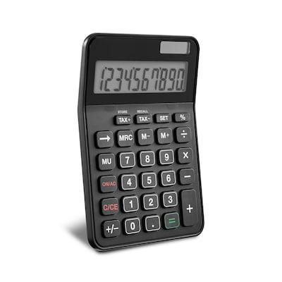 Staples 10 -Digit Battery & Solar Basic Calculator, Black (ST240-CC)