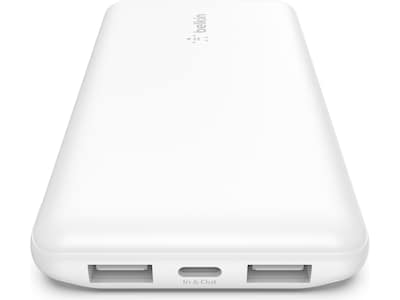 Belkin BoostCharge USB-A/USB-C Power Bank, 10000 mAh, White (BPB011btWH)