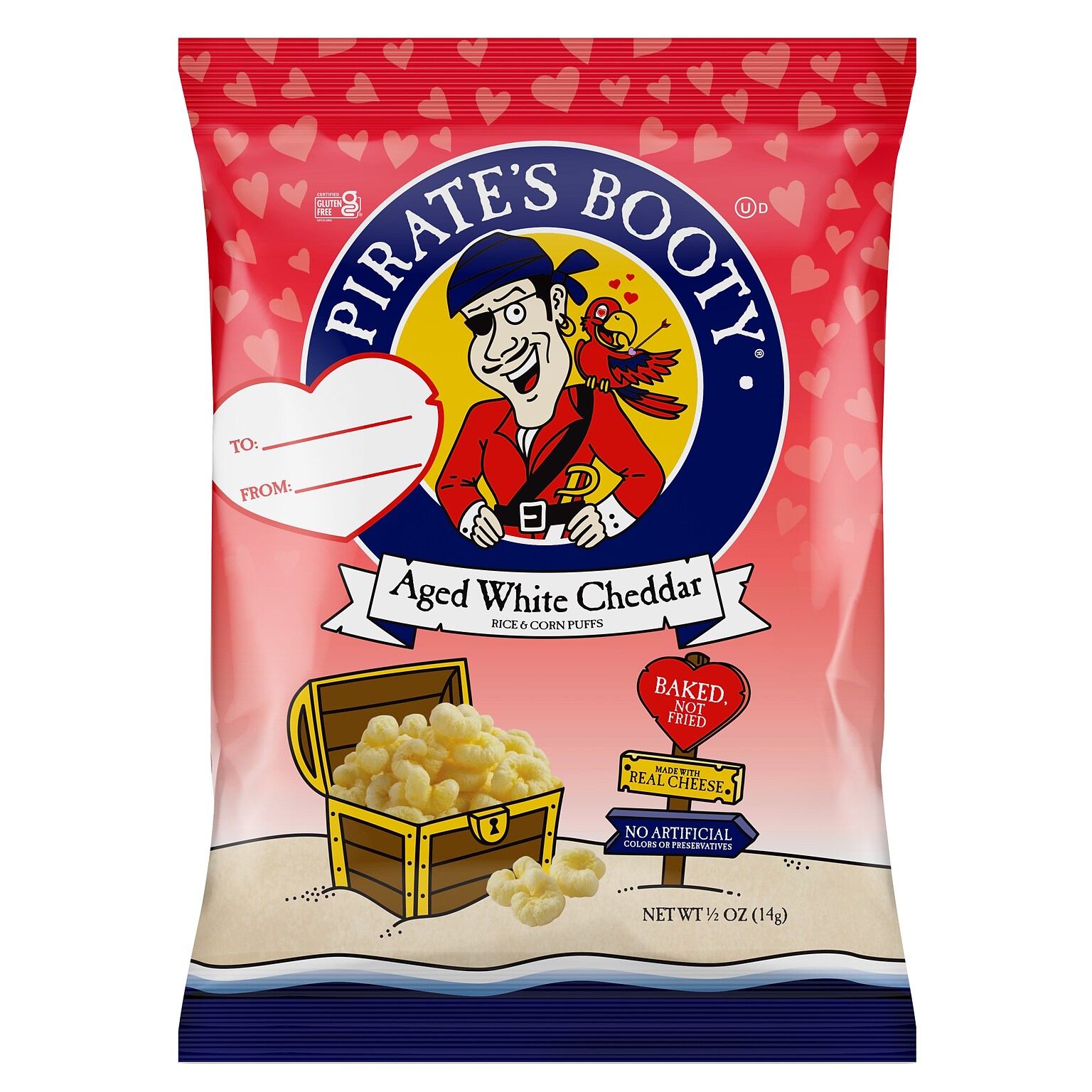 Pirates Booty Valentines Cheddar Popcorn,  0.5 oz., 12/Pack (SKP00030)