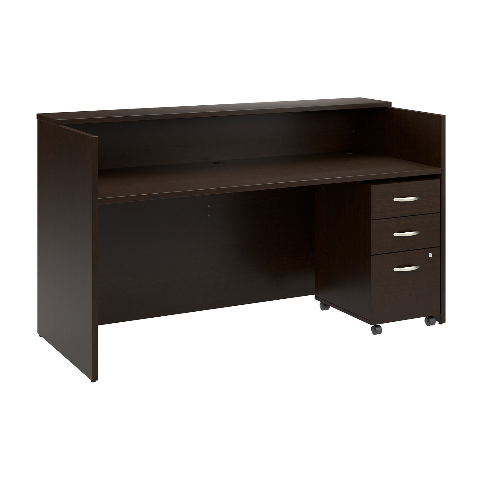 Bush Business Furniture Arrive 72W Reception Desk with Shelf and Mobile File Cabinet, Mocha Cherry (ARV005MR)