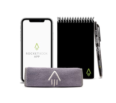 Rocketbook Mini Reusable Smart Notepad, 3.5 x 5.5, Dot-Grid Ruled, 48 Sheets, Black (EVR-M-RC-A-FR