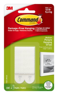 Command Medium  Hanging Strips, 12 lb., White, 4/Pack (17201-4PK-ES)