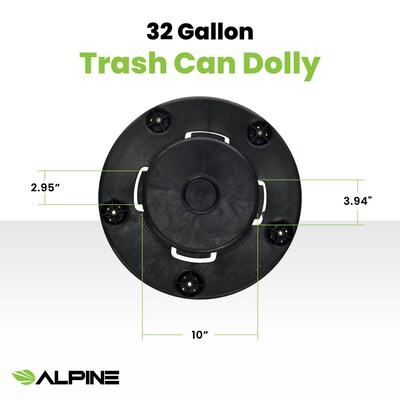 Alpine Industries Round Trash Can Dolly, 500 lb. Weight Capacity, Black (471-32-DOLLY)