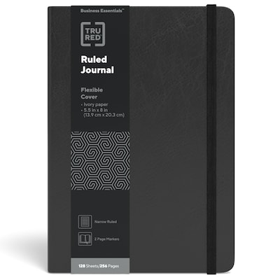 TRU RED™ Medium Flexible Cover Ruled Journal, Black (TR54777)
