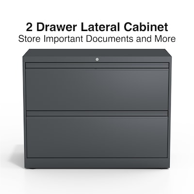 Quill Brand® 2-Drawer Lateral File Cabinet, Locking, Letter/Legal, Charcoal, 36"W (26821D)
