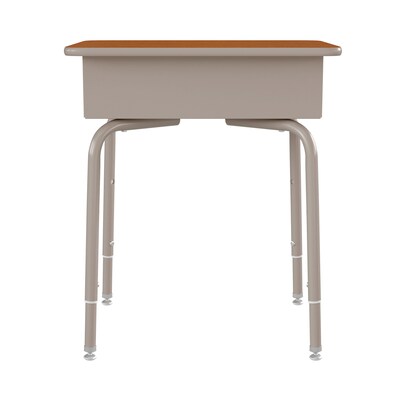 Flash Furniture Billie 24"W Student Desk with Open Front Metal Book Box, Walnut/Silver (FDDESKGYWAL)