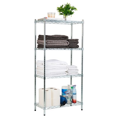 Mind Reader 4 Shelf Adjustable Garage Shelving, 11.75"W, Chrome Plate (4TSHELVU-SIL)