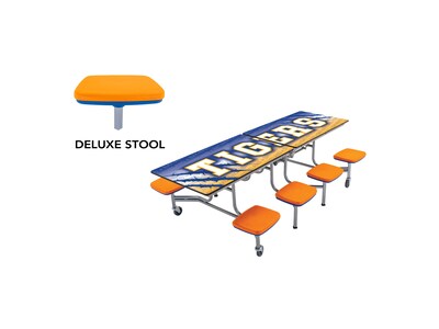 AmTab Rectangular Mobile Cafeteria Table w/ 8 Stools, 30 x 97, Assorted Colors (MST88)