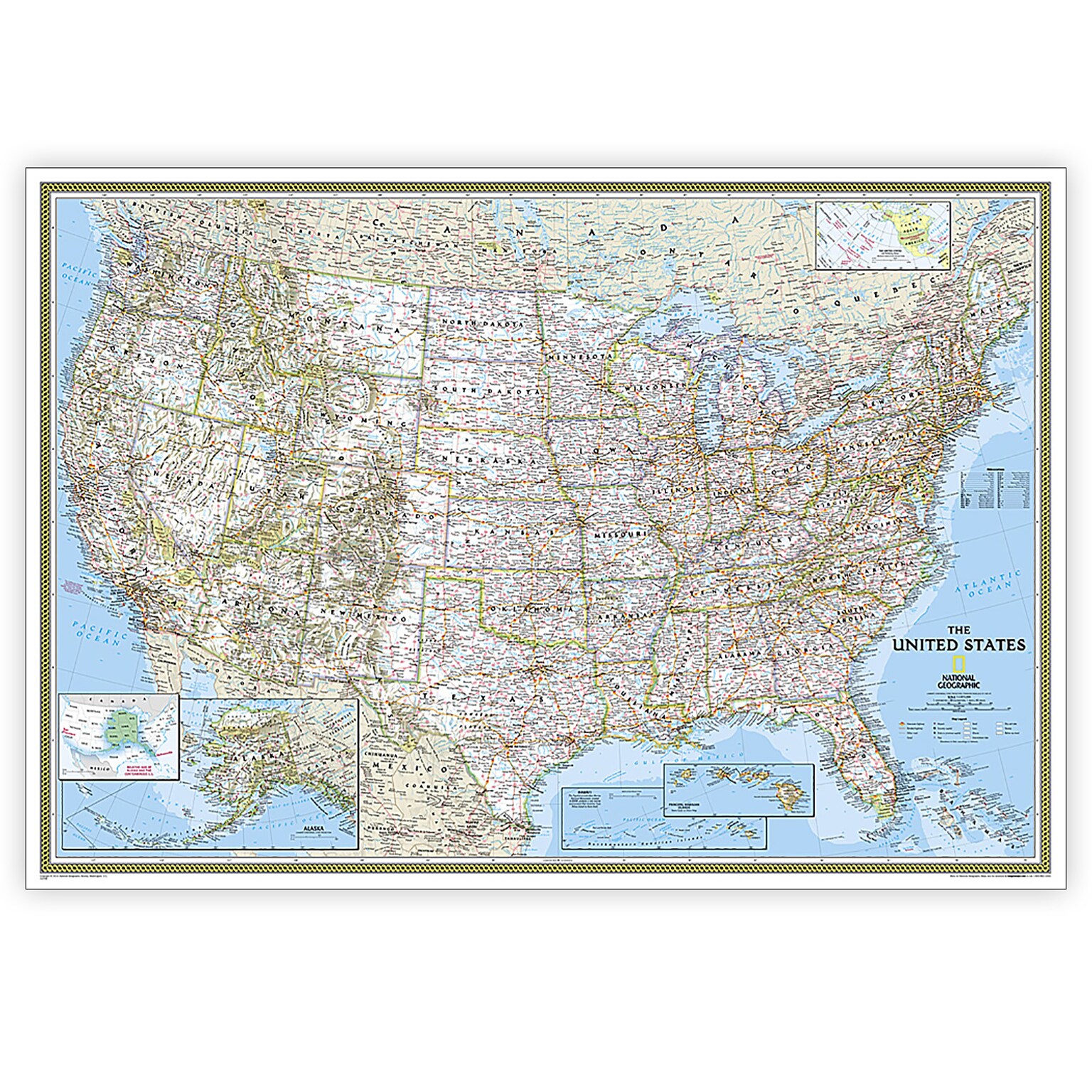 National Geographic United States Classic Map, Enlarged and Laminated, 69.25 x 48 (NGMRE00602987)