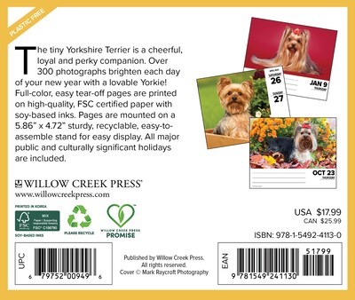 2025 Willow Creek Yorkies 6 x 5.5 Day-to-Day Calendar (41130)