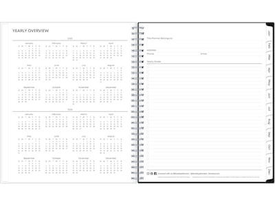 2025 Blue Sky Analeis 8" x 10" Monthly Planner, Plastic Cover, White/Black (100004-25)
