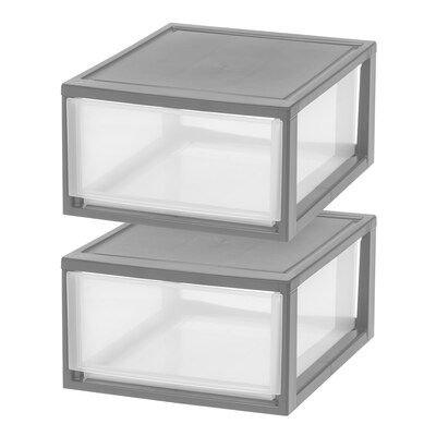 Iris Stackable Storage Drawer, Gray, 2/Pack (500256)