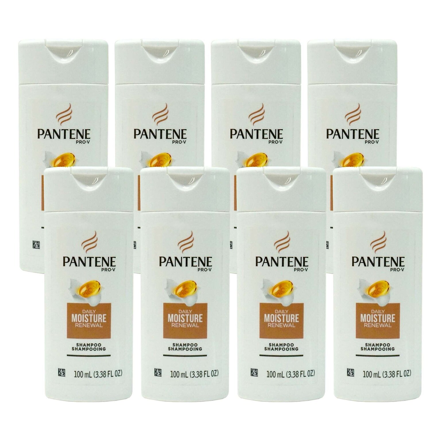 Pantene Daily Moisture Renewal Shampoo, 3.38 oz Trial Size Bottle, 8 Bottles/Bag, 18 Bags/Carton