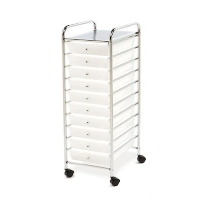 Seville Classics 10-Drawer Organizer Cart, Frosted White (SHE16218WB) |  Quill.com