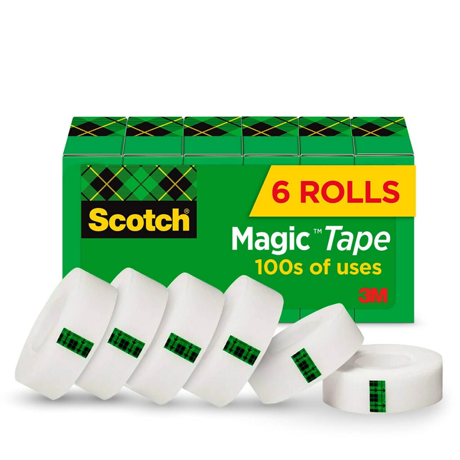 Scotch Magic Invisible Clear Tape Refill, 0.75 x 27.77 yds., 1 Core, Clear, 6 Rolls/Pack (810-K6)