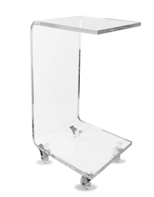 Designstyles Luxurious Acrylic C-Shaped Table on Wheels, Clear (DST-ACTSM)