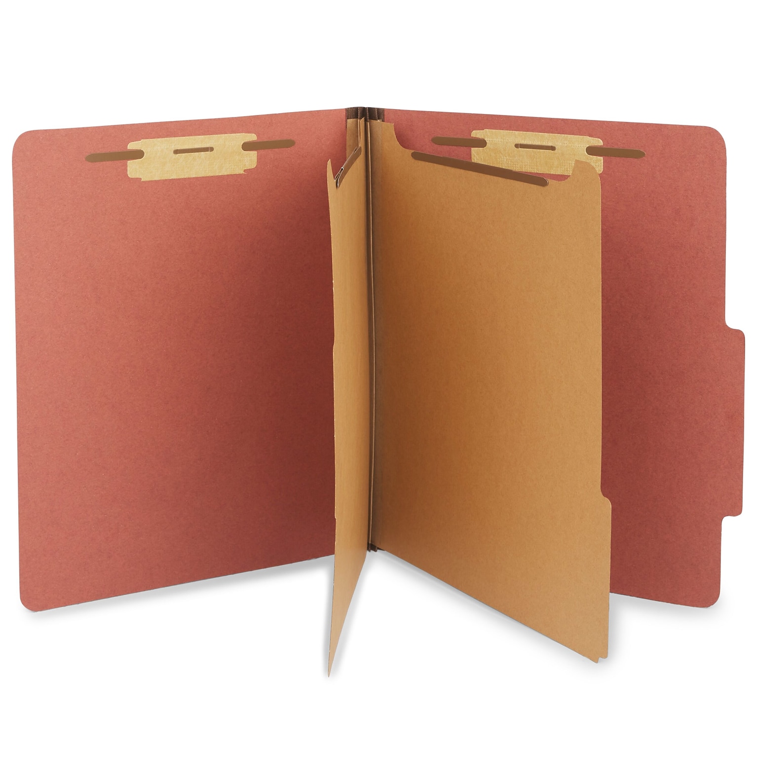 Staples® Recycled Pressboard Classification Folder, 2-Dividers, 2 1/2 Expansion, Letter Size, Brick Red, 20/Box (ST614615-CC)