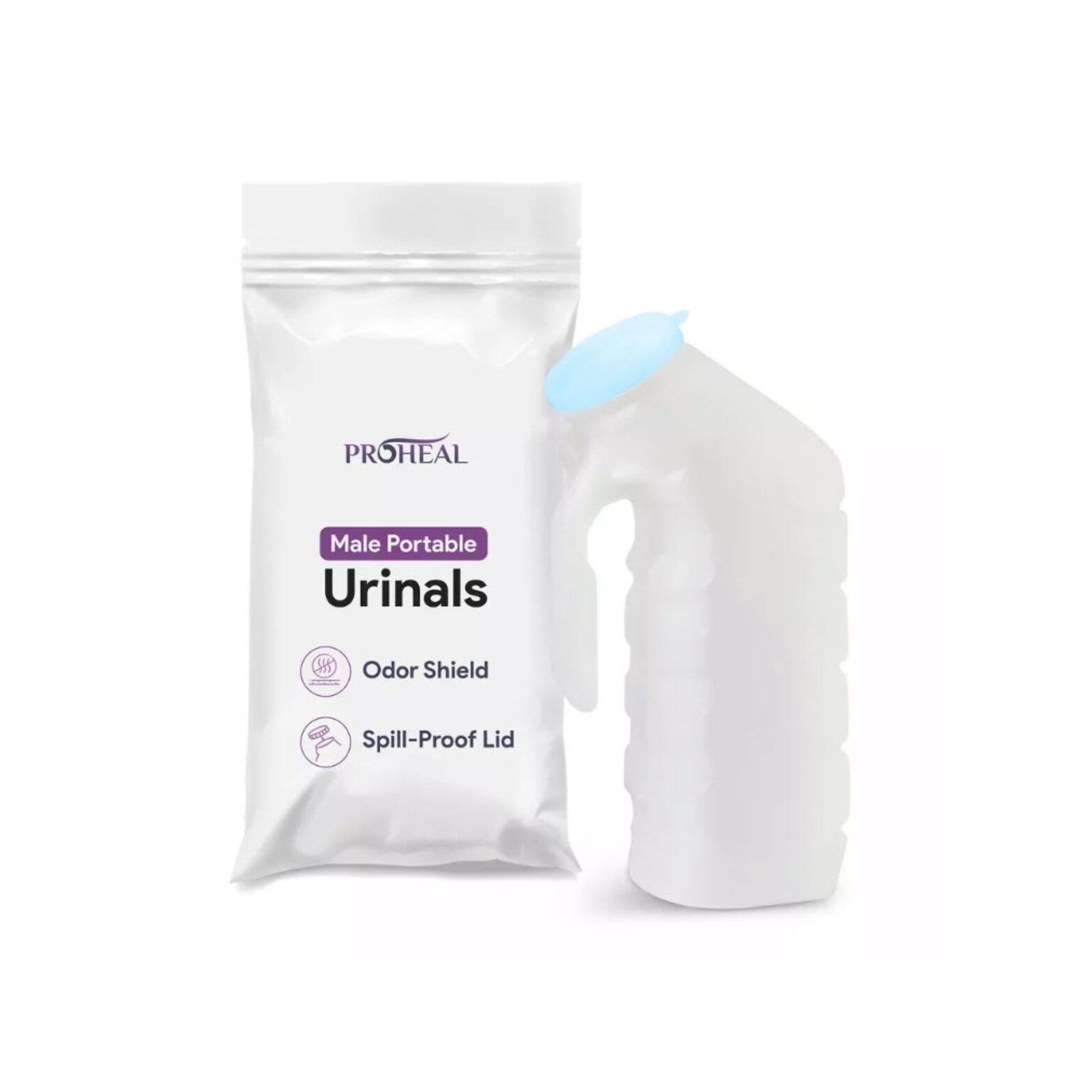 ProHeal Portable Urinals For Men, 32 oz. Capacity, Tight Seal, White, 12/Pack (PH-16610H-12A)