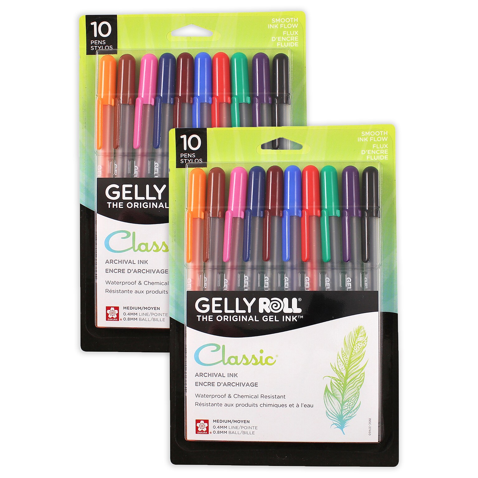 Sakura Classic Gel, Liquid Ink, Assorted Ink, 3/Bundle (SAK37460-2)