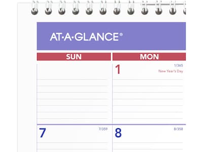 2025 AT-A-GLANCE 15" x 12" Monthly Wall Calendar, White/Purple (PM8-28-25)