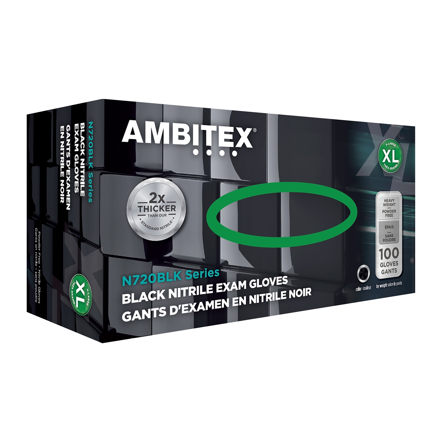 Ambitex N720BLK Series Powder Free Black Nitrile Gloves, XL, 100/Pk, 10  Pks/CT (NXL720BLK) | Quill.com