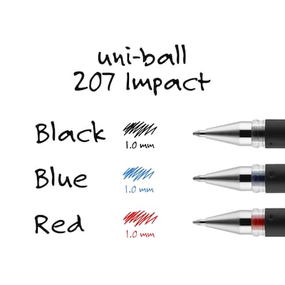 uniball 207 Impact Gel Pens, Bold Point, 1.0mm, Blue Ink (65801) | Quill.com