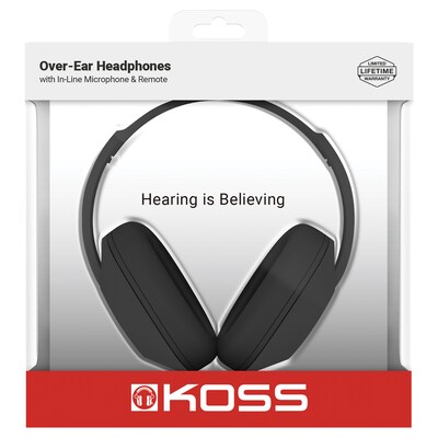 KOSS Over-Ear Headphones with Microphone and In-Line Remote, Black (UR23i)