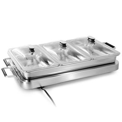 MegaChef 3-in-1 Buffet Server and Warming Tray, Triple 2.63 Quart Trays (937120684M)