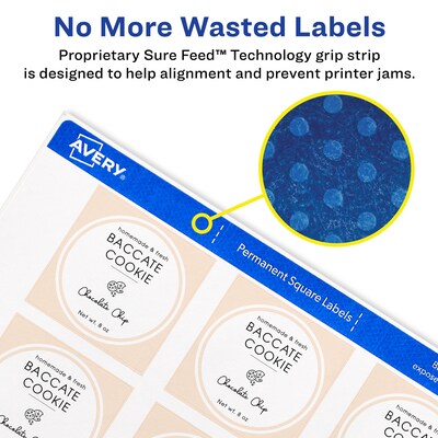 Avery Print-to-the-Edge Laser/Inkjet Labels, 1 1/2" x 1 1/2", White, 24 Labels/Sheet, 25 Sheets/Pack, 600 Labels/Pack (22805)