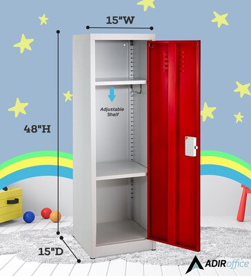 AdirOffice 48"H Single Tier Red Storage Locker (ADI629-01-RED-DL)