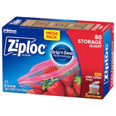 Ziploc Freezer Pint Bag, Grip 'n Seal Technology, Reusable, 20 Count