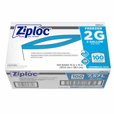 Ziploc Slider Quart Freezer Bag, 15 Count Packs - 12 per Case