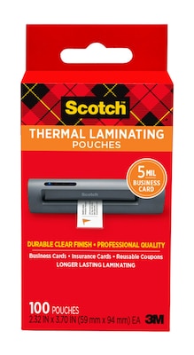 Scotch Thermal Laminating Pouches, Business Card, 5 Mil (TP5851100)