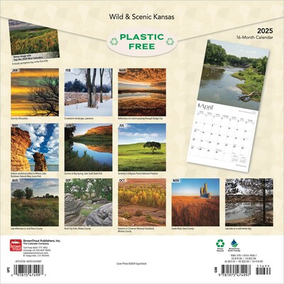 2025 BrownTrout Kansas Wild & Scenic 12 x 12 Monthly  Wall Calendar (9781975474997)