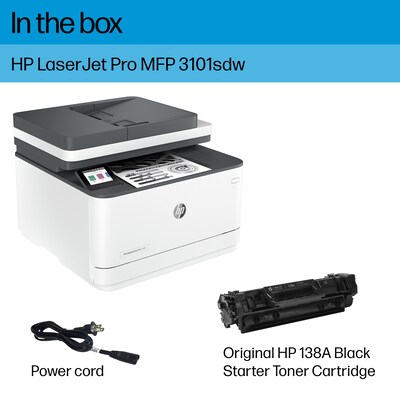 HP LaserJet Pro MFP 3101sdw Wireless Black & White All-in-One Laser Printer, Scanner, Copier, Best for Office (9D2X4F)