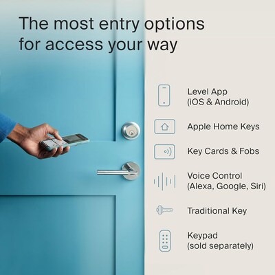 Level Lock + Connect WiFi & Bluetooth Replacement Deadbolt Smart Lock, Satin Nickel (C-F12U-S1)