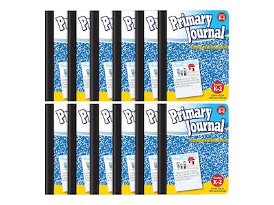 Better Office Primary Journal Composition Notebooks, 7.5" x 9.75", Primary, 100 Sheets, Blue, 12/Pack (25412-12PK)