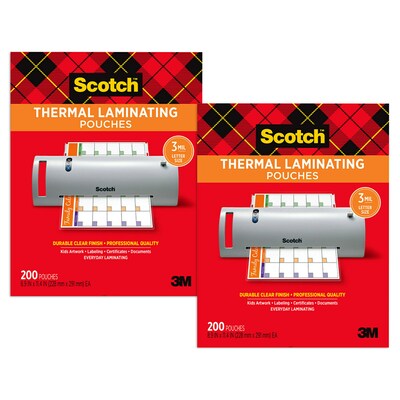 Save 12% on two Scotch Thermal Laminating Pouches, Letter Size, 3 Mil, 200/Pack (TP3854-200)