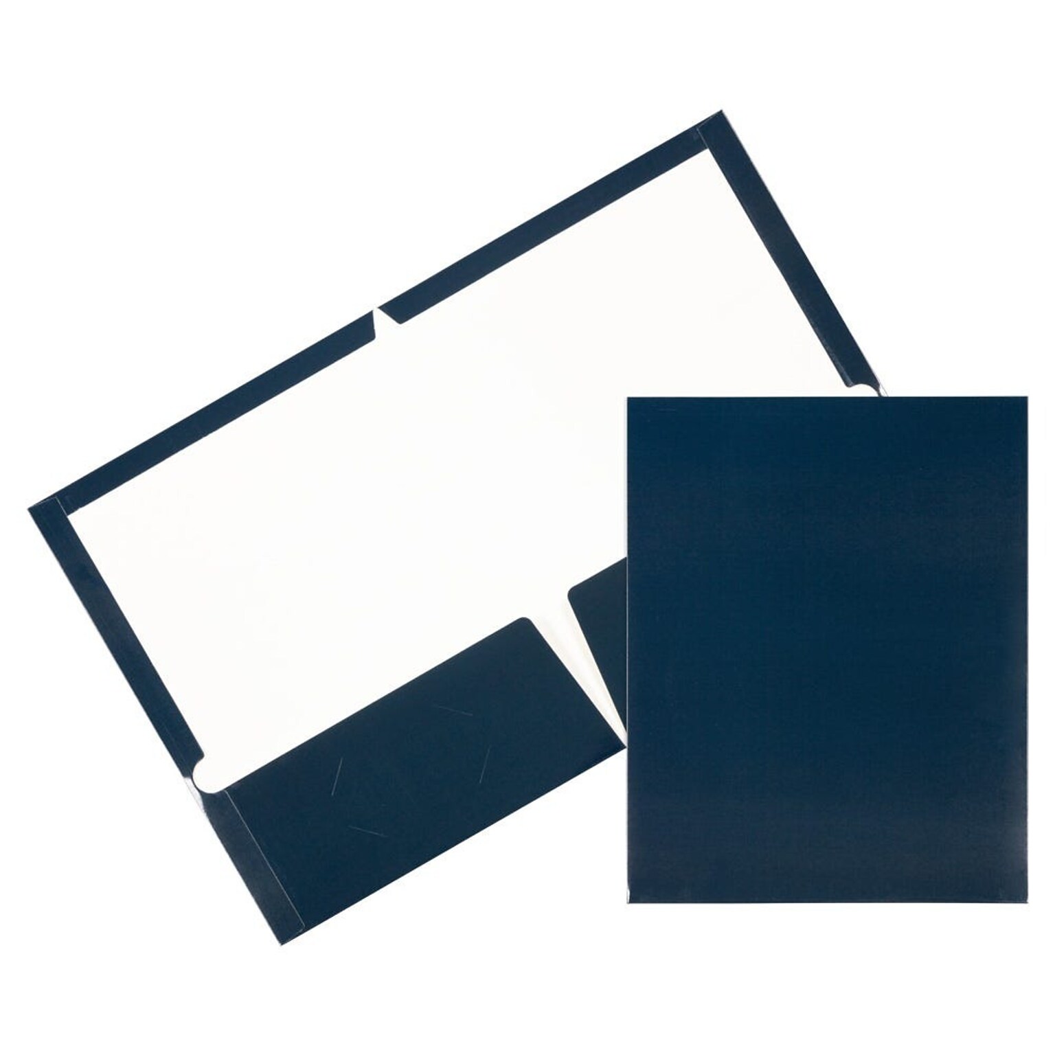 JAM Paper Glossy 2-Pocket Portfolio Folder, Navy Blue, 6/Pack (5042523d)